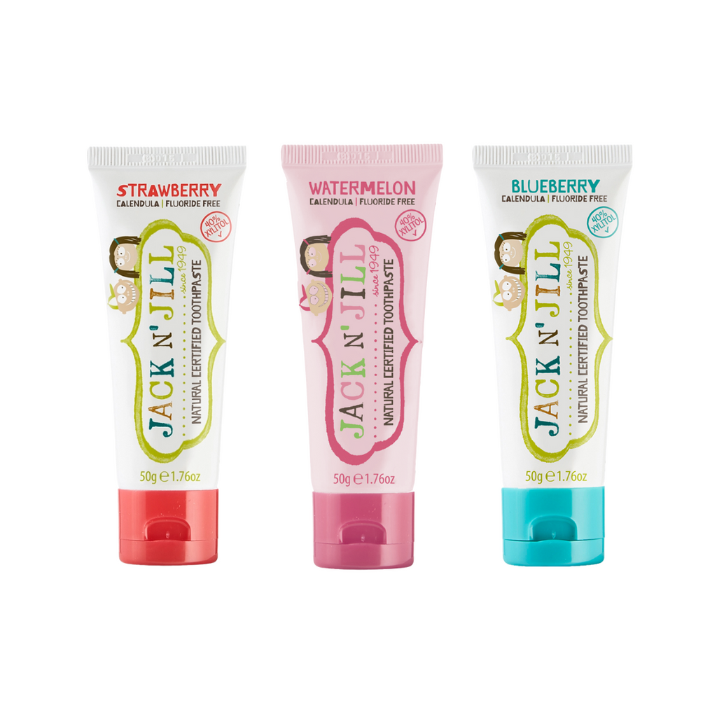 Three Pack Best Sellers Natural Certified Toothpaste - Strawberry, Watermelon & Blueberry Flavor